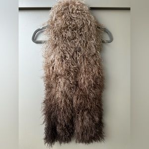 Trilogy Saks Fifth Avenue Ombre Long Mongolian Lamb Fur Scarf